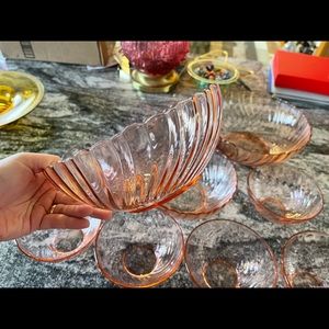 Arcoroc France Luminarc Rosalind Pink Swirl bowls